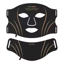 Masque LED luminothérapie visage et cou en silicone noir mat